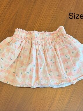 Size 4 Girls Pink Floral Elastic Waist Skirt